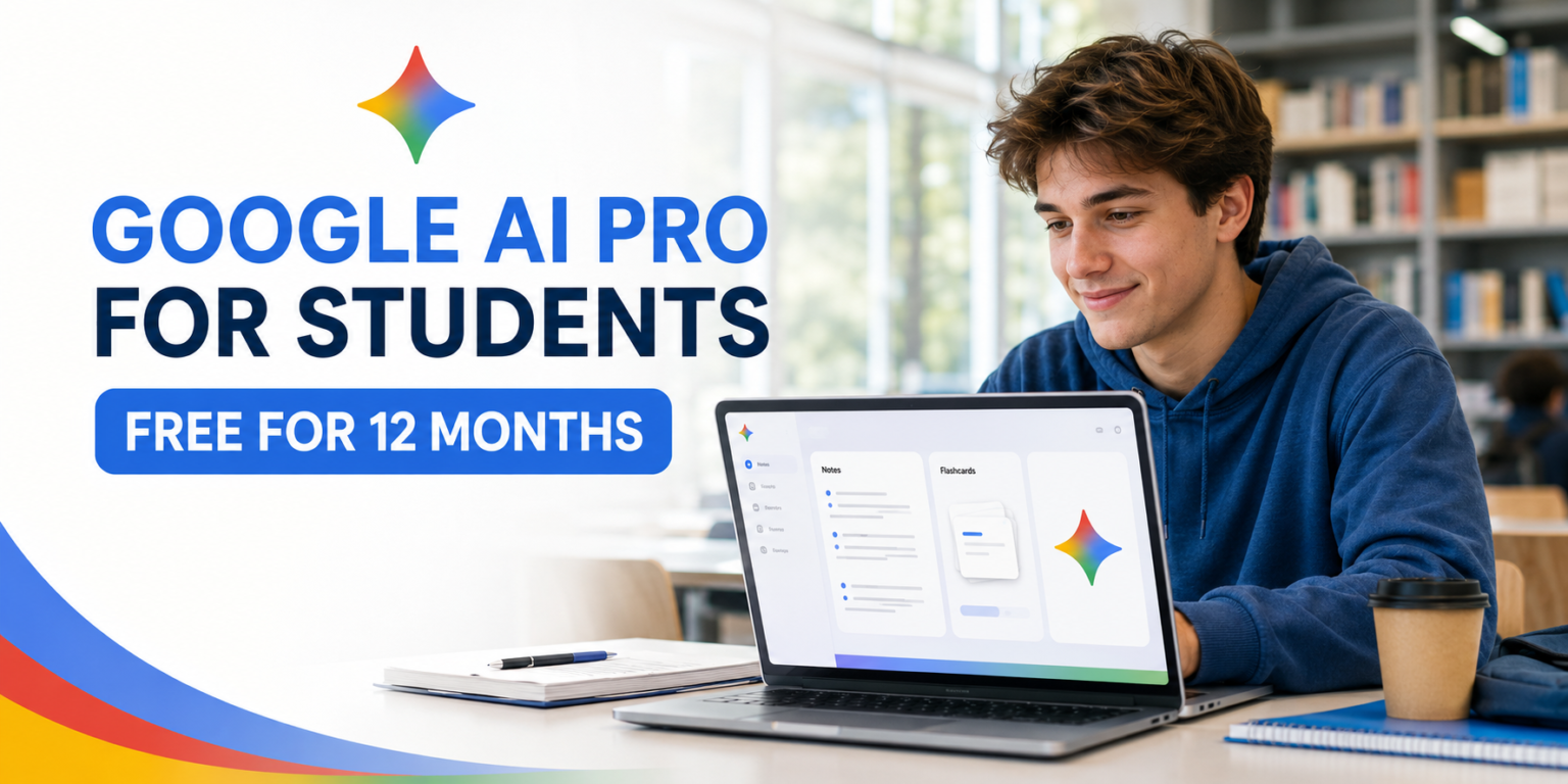College student using the Google AI Pro free student plan